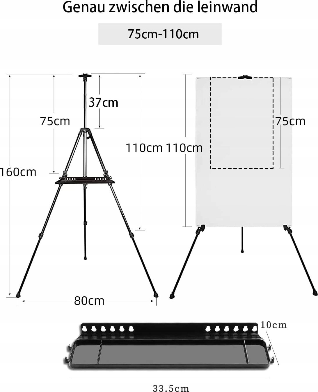 Frëngji pikture Walimex Pro Easel XXL, 62-205cm, alumini, deri 150cm, e zezë