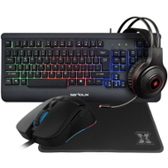 Set gaming Serioux Kayel 4 in 1, tastierë, maus, kufje, mauspad, i zi