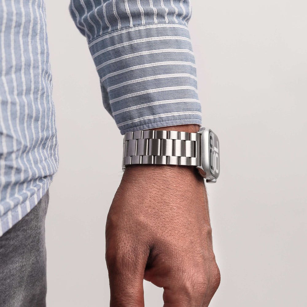 Rrip ore Vonmählen Link Bracelet 2, çelik inox 316L, për Apple Watch 40 41 42 mm, argjendtë