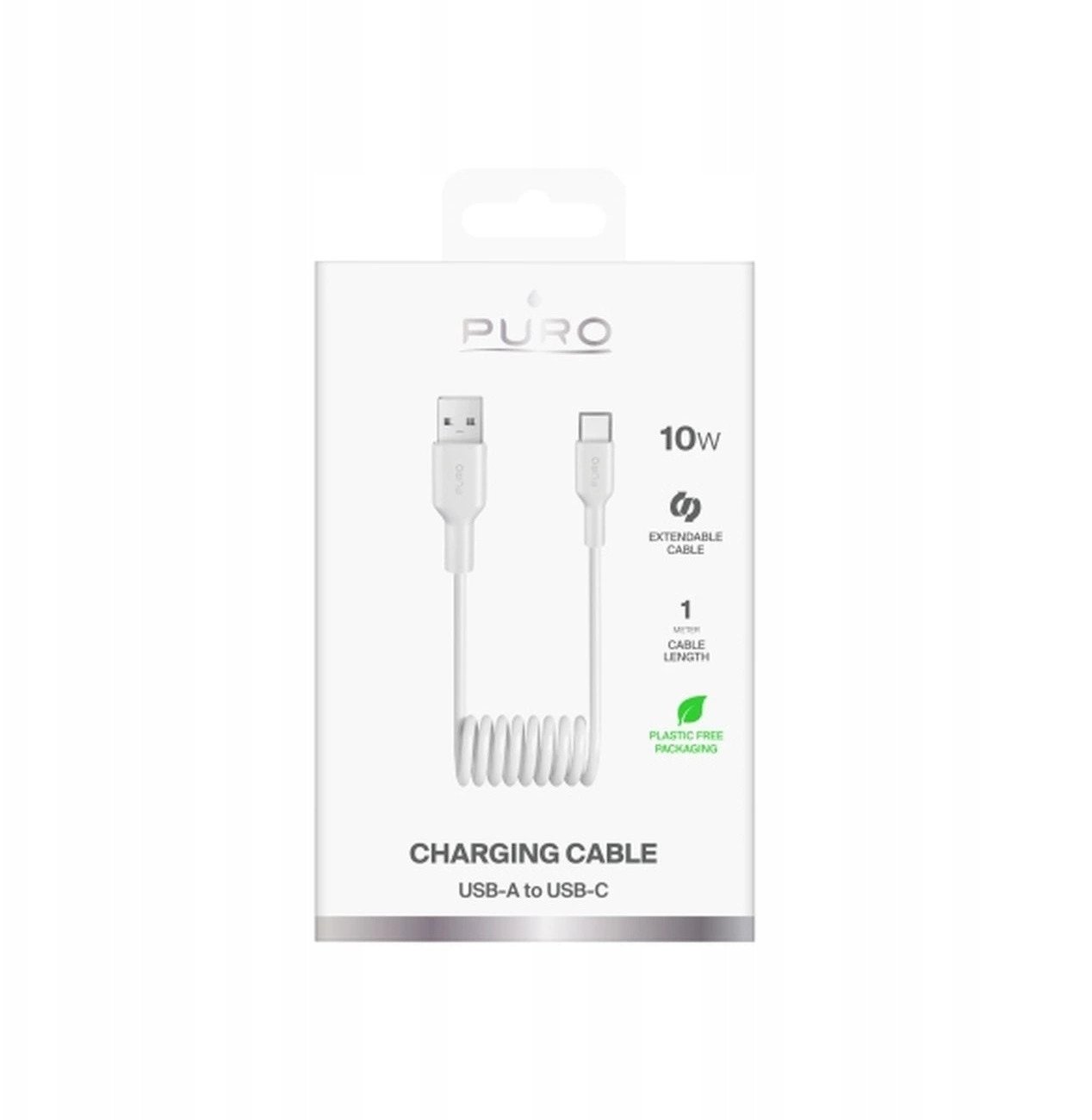 Kabllo USB Puro, USB A në USB C, 1m, 10W, e bardhë