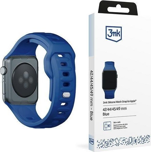Rrip ore 3mk Silicone Watch Strap, për Apple Watch 42 44 45 49 mm, silikon, blu
