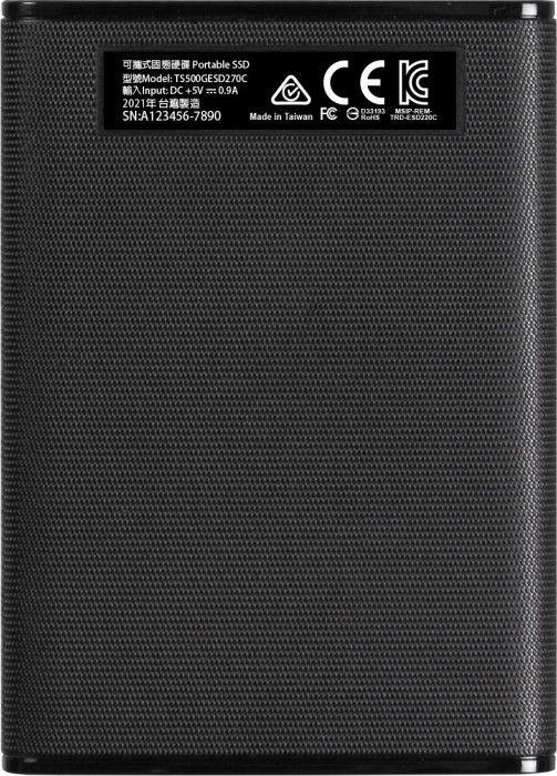Disk i jashtëm Transcend SSD ESD270C, 500 GB, i zi