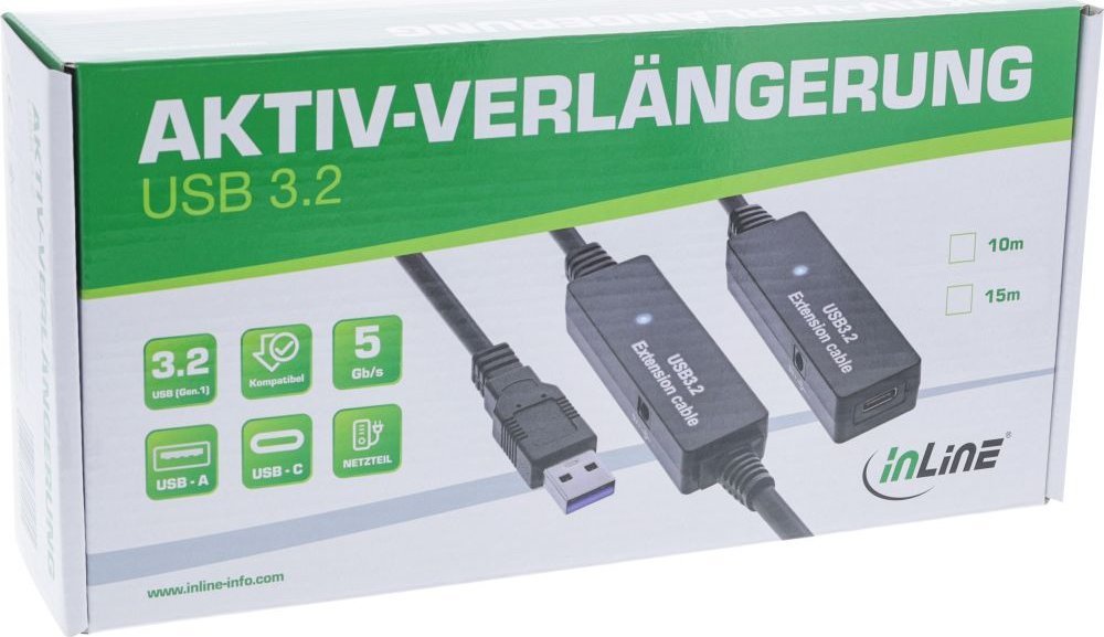 Kabllo zgjatuese aktive InLine USB 3.2 Gen 1, USB A në USB C
