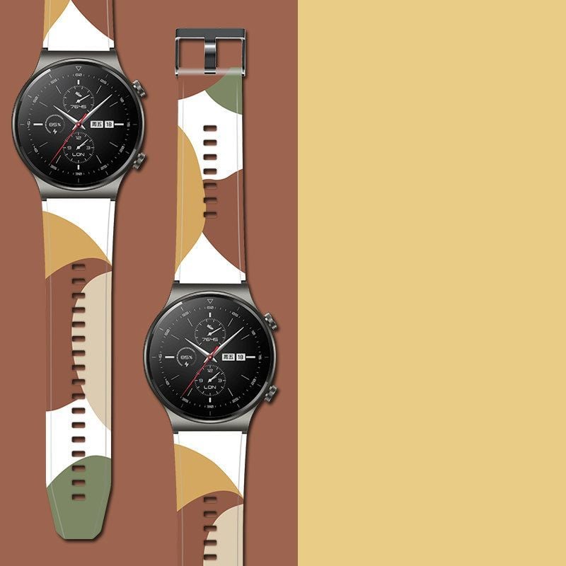 Rrip ore Hurtel Moro për Huawei Watch GT2 Pro, silikon, dizajn kamuflazh, kamuflazh jeshil