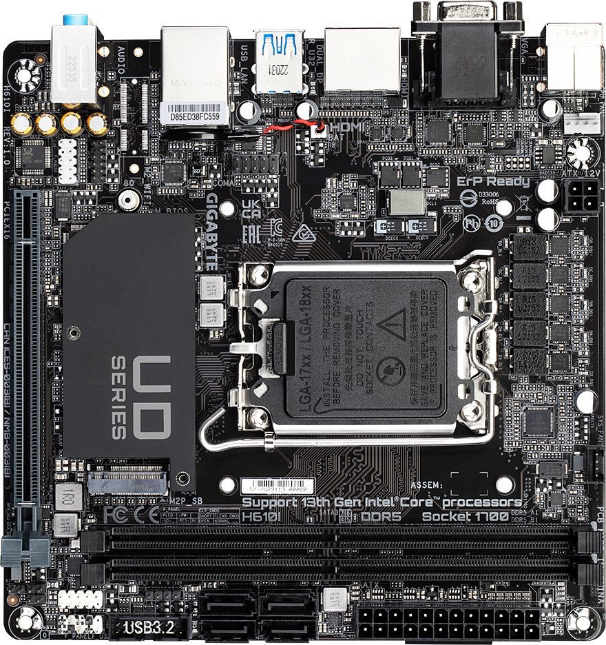 Pllakë amë Gigabyte H610I, DDR5, M.2 NVMe, e zezë