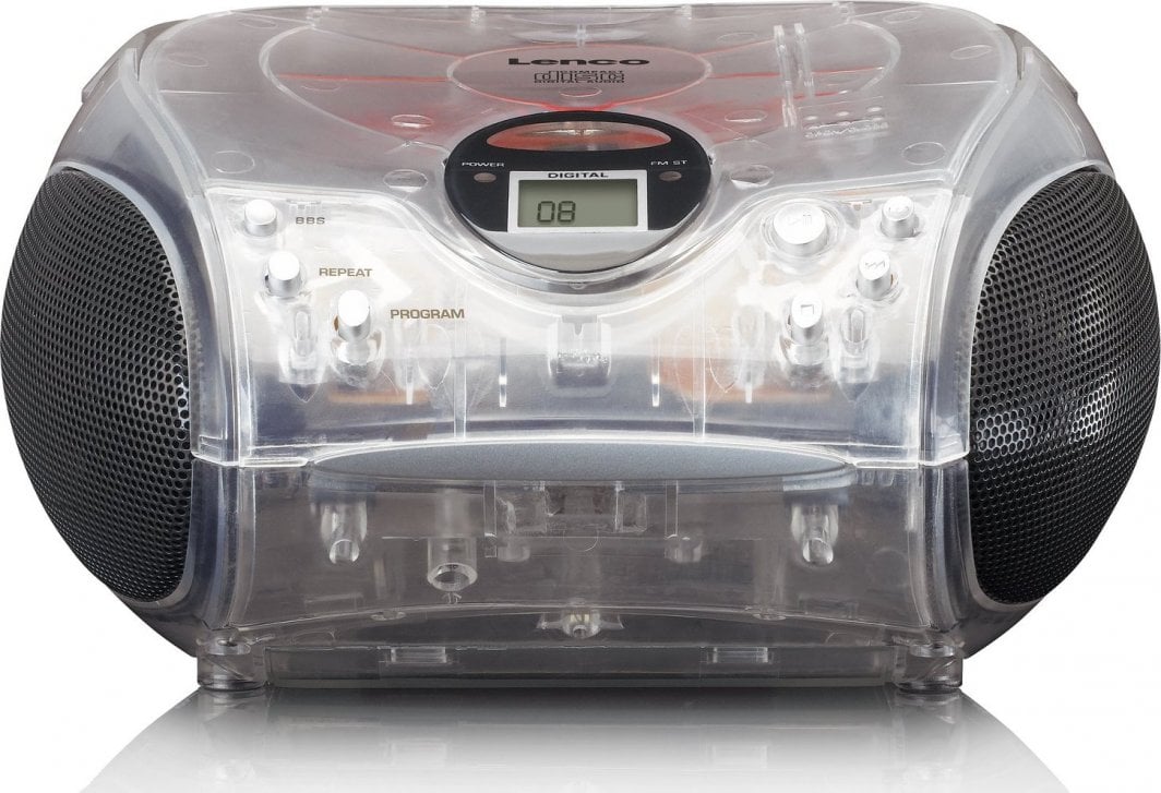 Radio CD player portativ Lenco SCD-24, FM, transparent