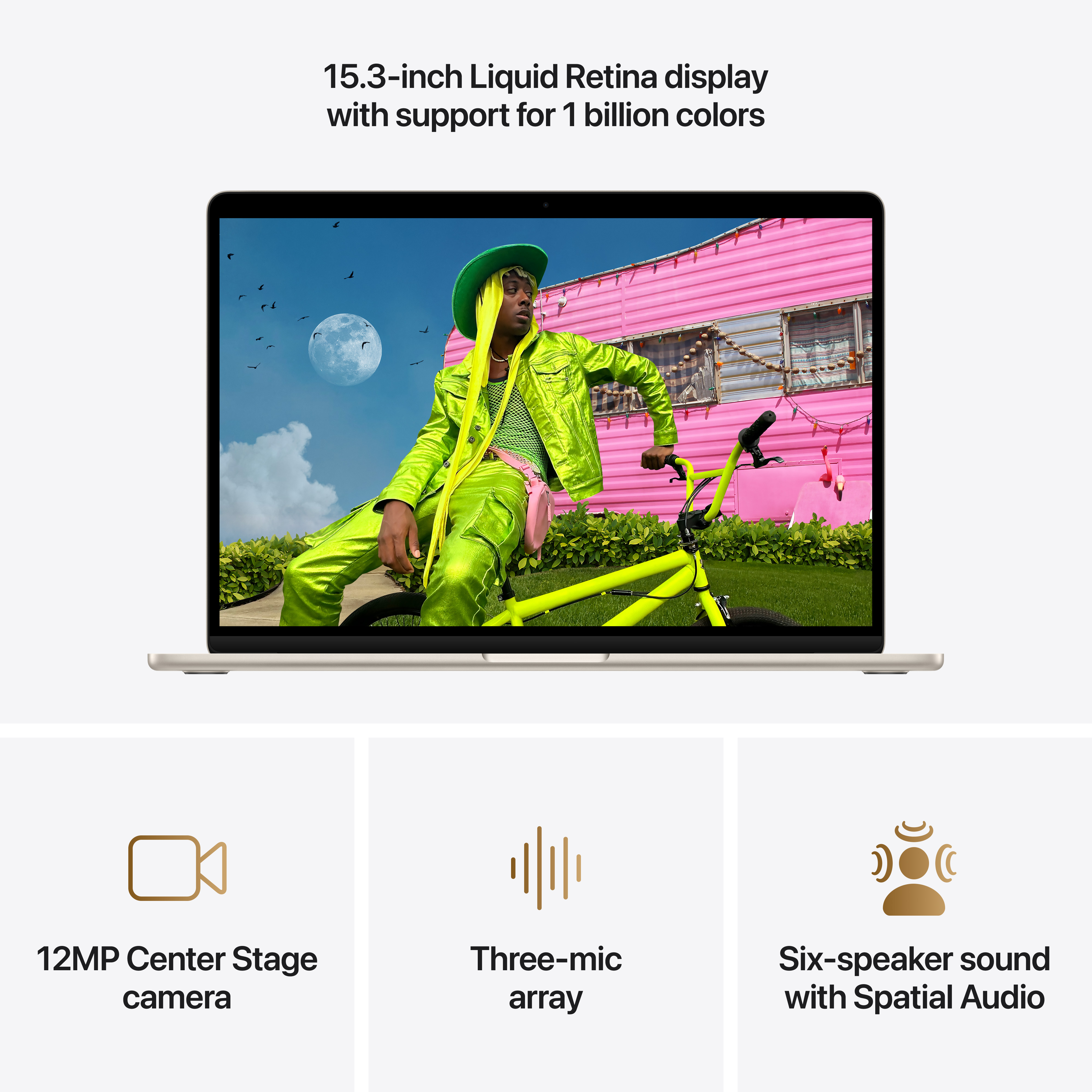 Apple Macbook Air, 15.3", M5 10-core, 16GB, 512GB, 10-core GPU, Starlight