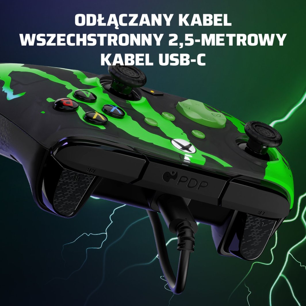 Kontroller PDP XS Rematch, me kabllo, i zi / i gjelbër