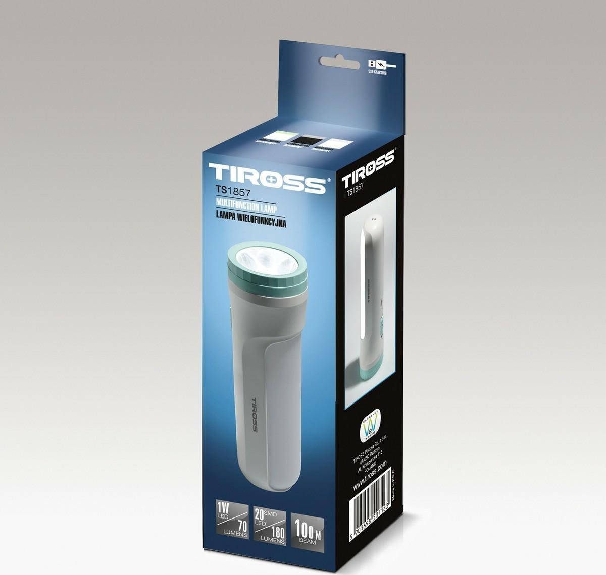 Dritë dore e rikarikueshme Tiross TS-1857, 180lm, rreze 100m, shumëngjyrëshe