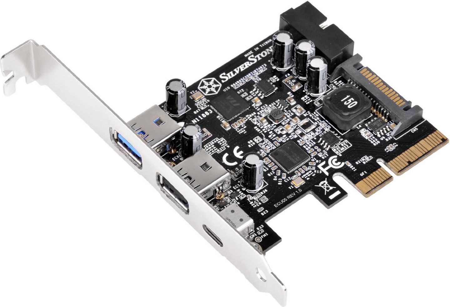Kontroller PCI-E SilverStone ECU05, USB-C 3.1 + 2×USB-A 3.0