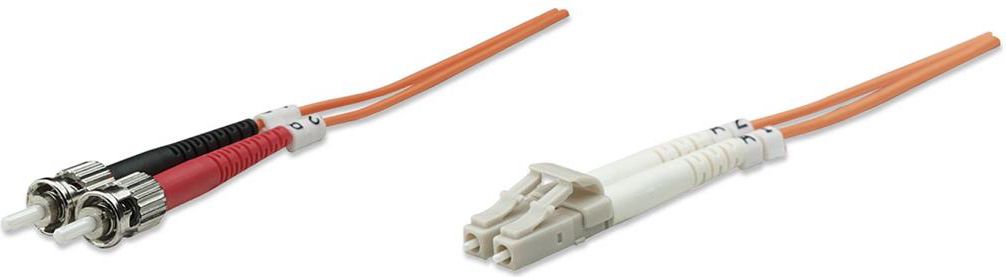 Kabllo fibër optike Intellinet LC-ST, duplex, 3m, OM2 50/125, portokalli