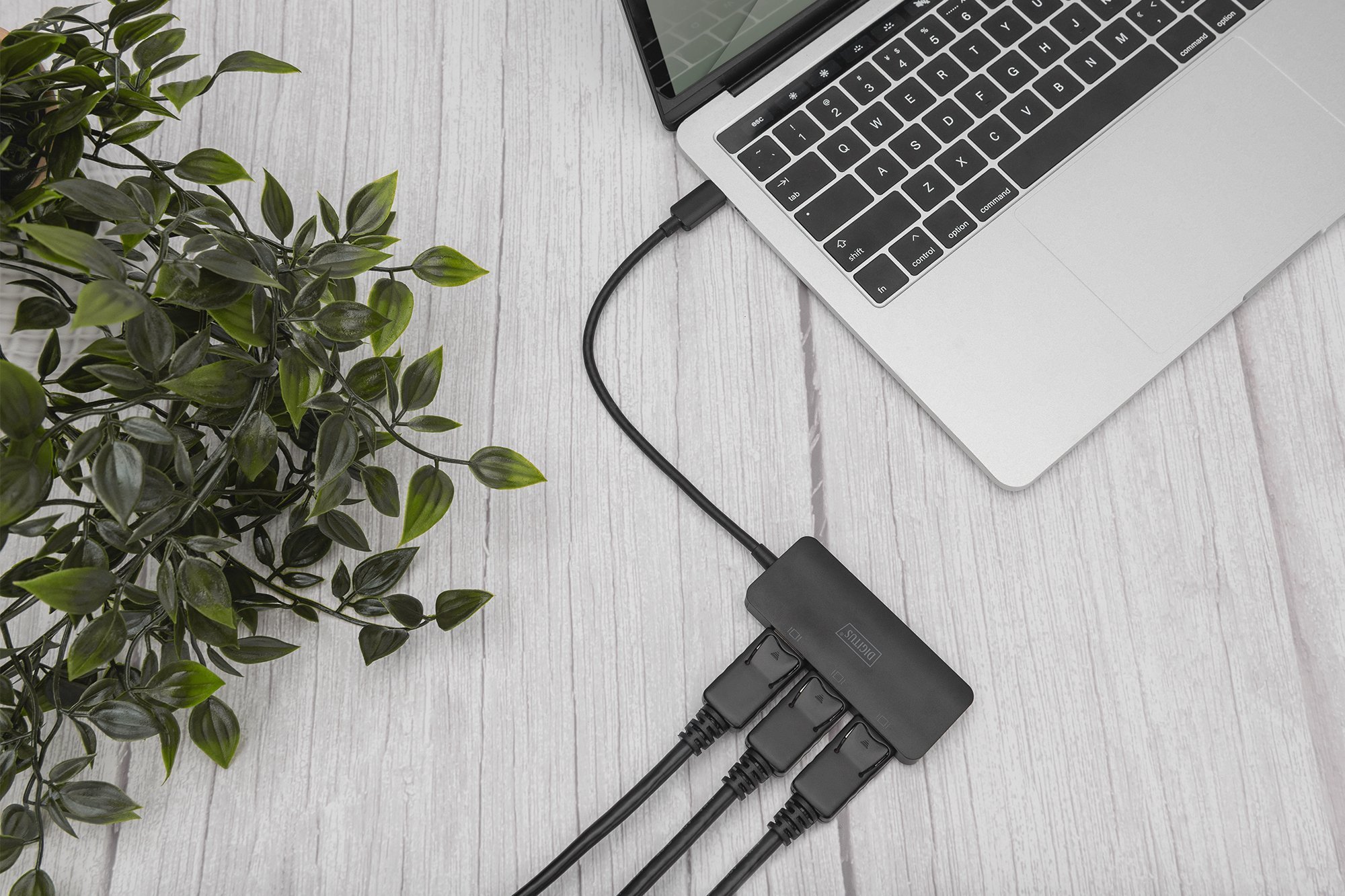 USB приклучник Дигитус USB C, 3x Порт за прикажување, 4K, црн