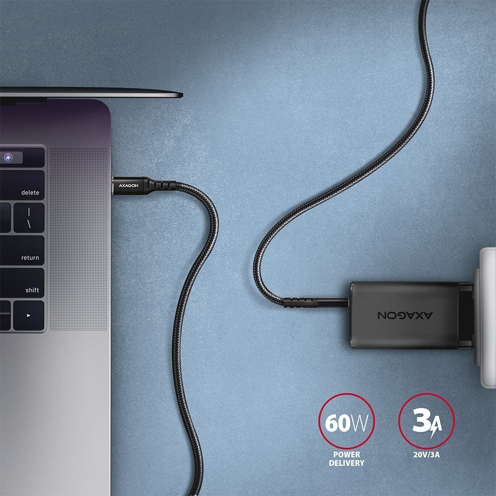 Kabllo USB Axagon BUCM-CM15AB, USB C në USB C, 1.5 m, 60W, e zezë