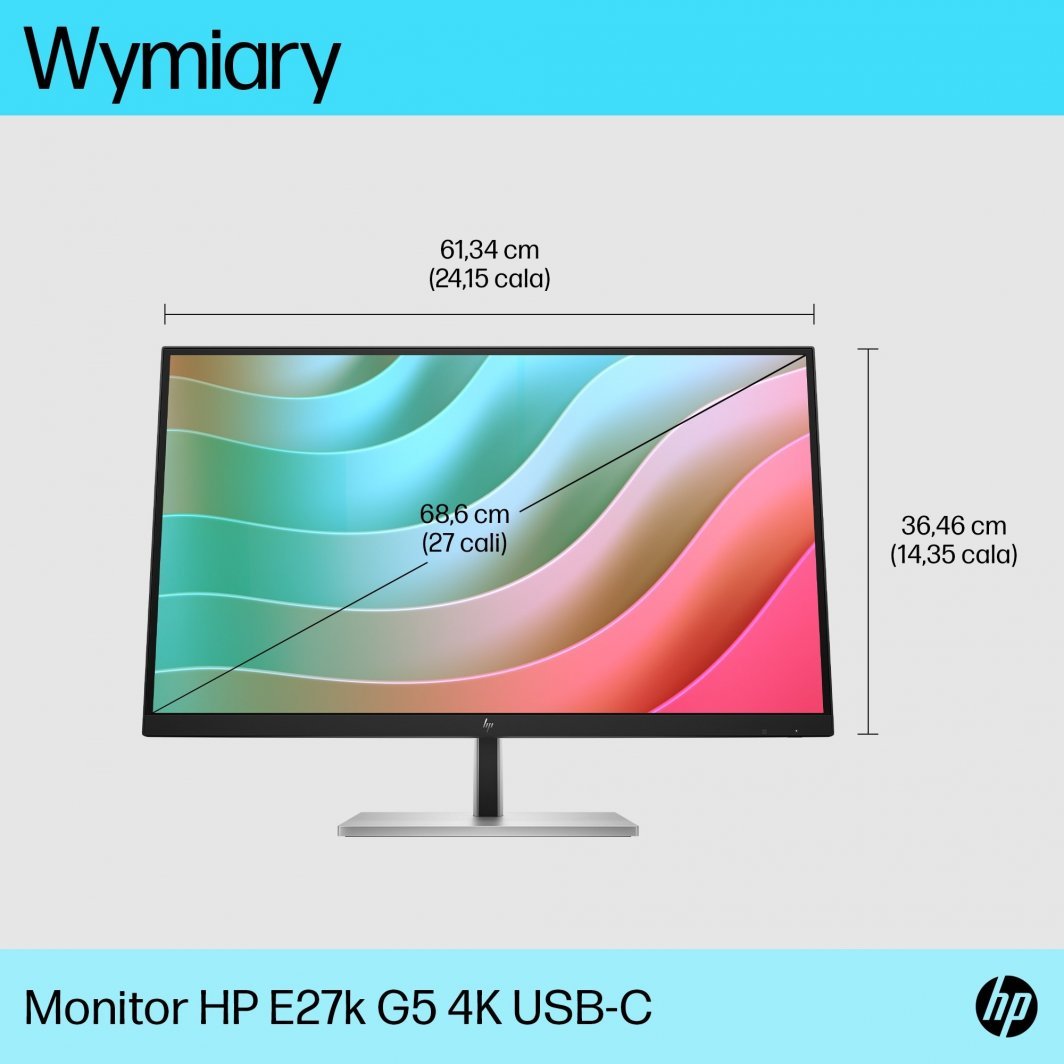 Monitor HP E27K G5, 27", 4K, USB-C 65W, i zi