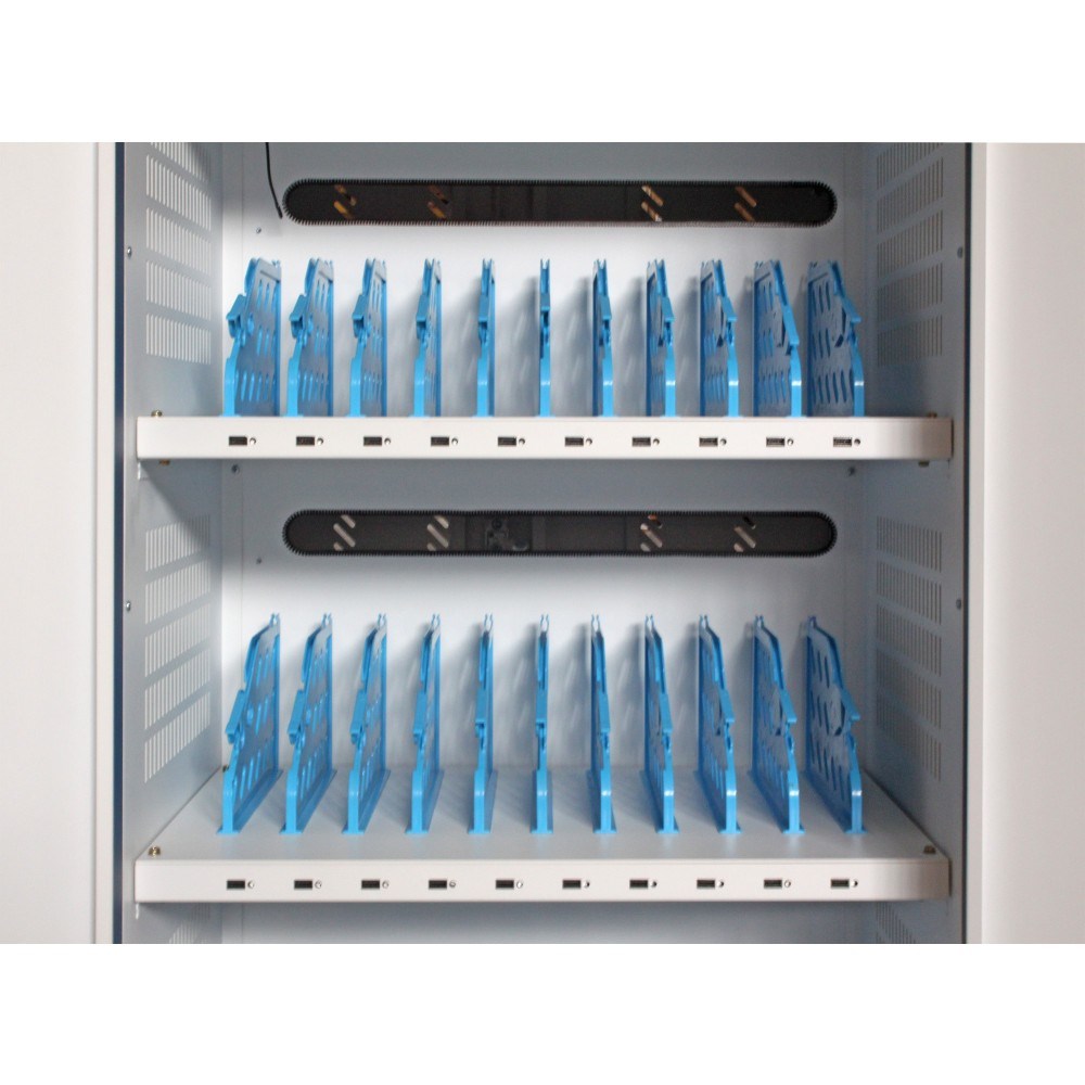 Karrocë karikimi Techly I-CABINET-30DUTY, 30 pajisje, me rrota, e bardhë