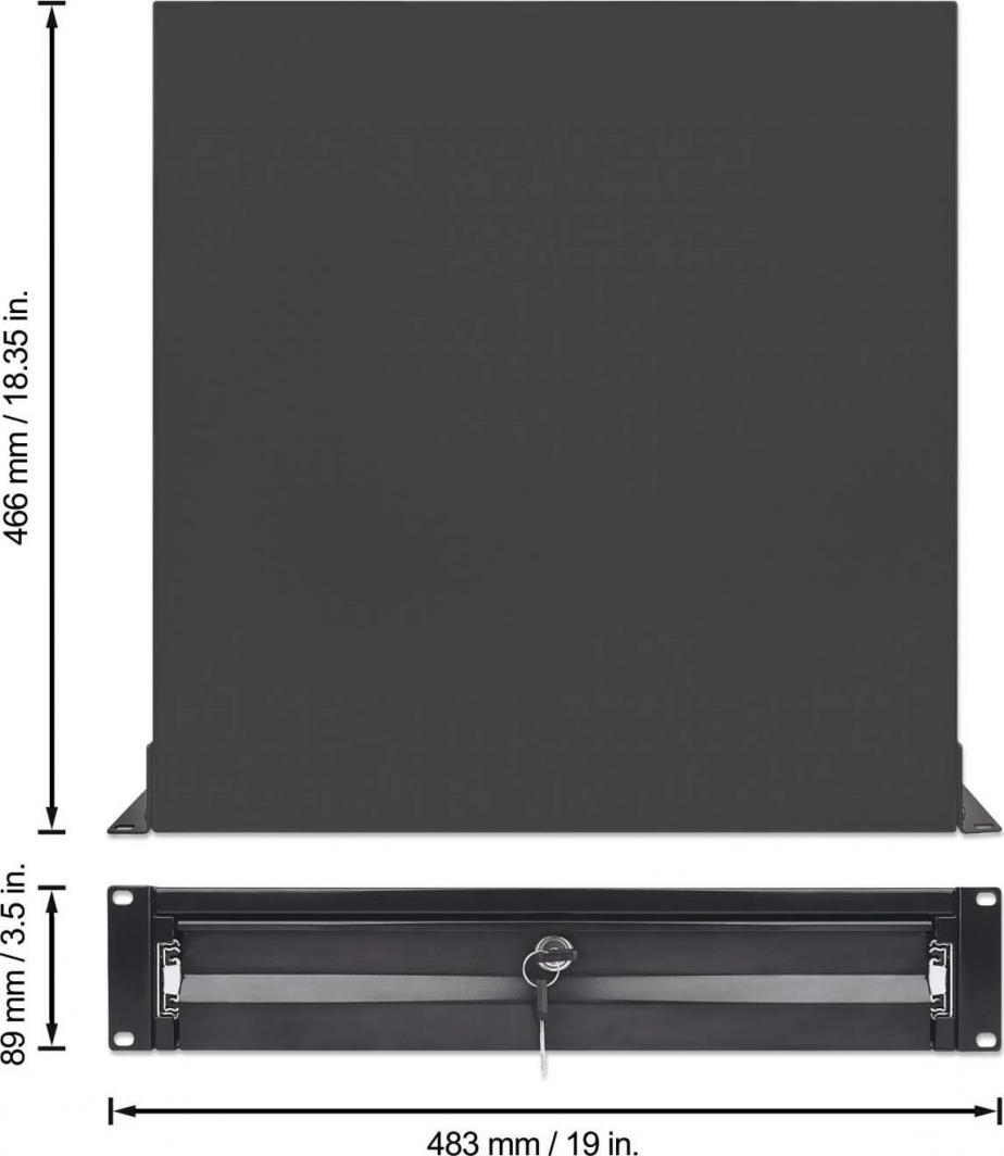 Sirtar me bravë Intellinet Rack 2U, 19", 466 x 483 x 89 mm, i zi
