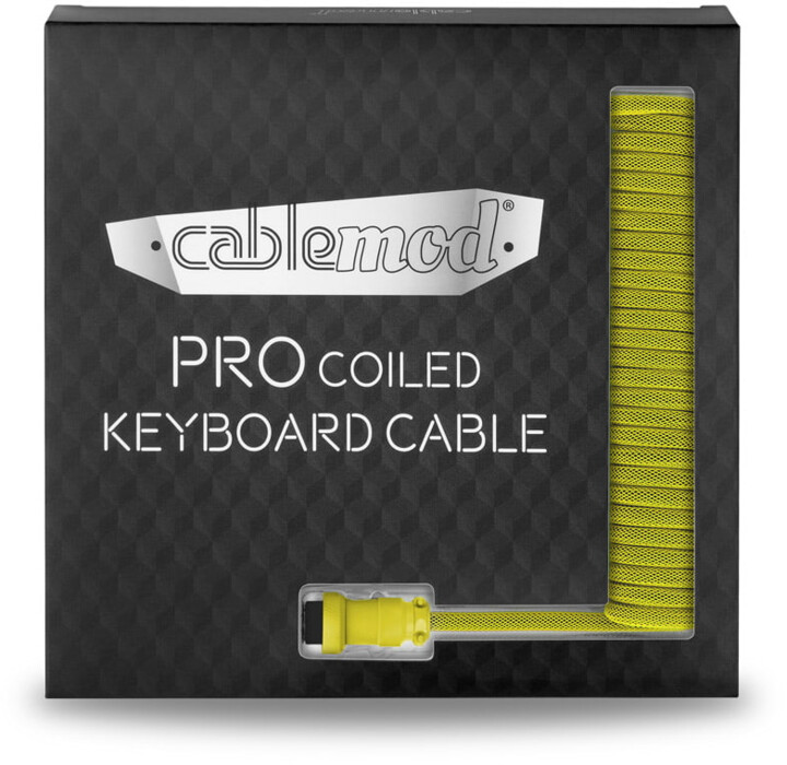 Kabllo spirale CableMod Pro, USB-C/USB-A, 1,5m, e verdhë