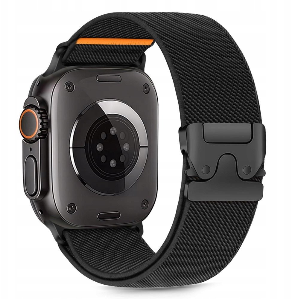 Ремче Tech Protect Nylon Clasp за Apple Watch 44 45 46 49mm, издржлив најлон, метална тока, црно