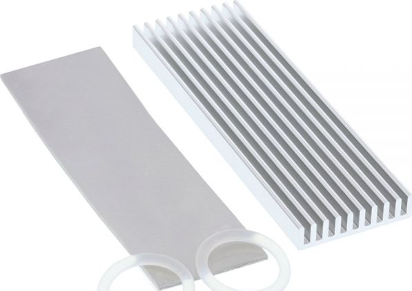 Heatsink për SSD M.2 InLine 33955K, ftohje pasive, alumin, argjendtë
