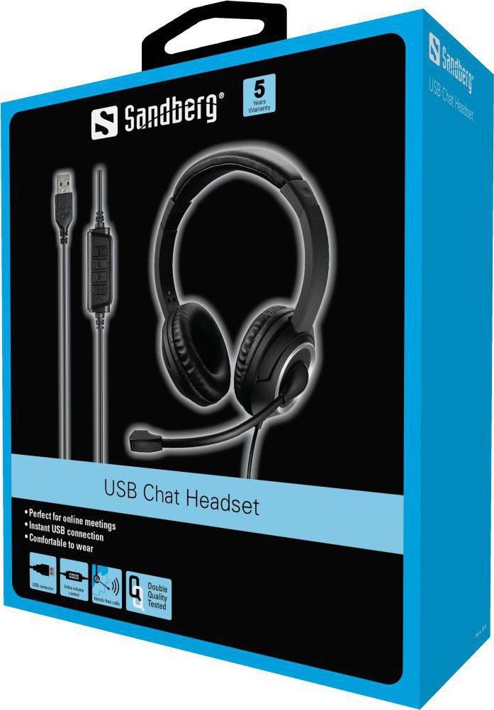 Kufje Sandberg Chat 126-16, me mikrofon, USB, të zeza