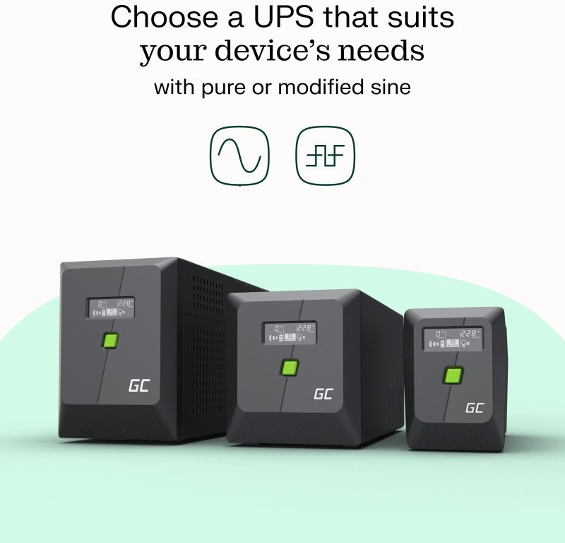 UPS Green Cell PowerProof 1000VA 700W, Line Interactive, чист синус, црн