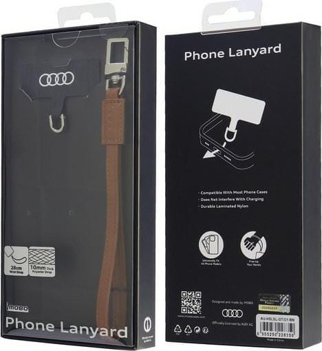 Rrip telefoni universal Audi, 28cm, lëkurë ekologjike, kafe