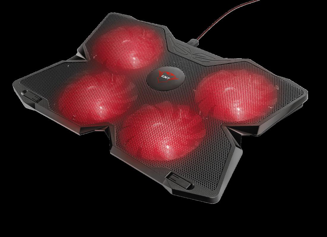 Ftohës laptopi Trust GXT 278 Yozu, 4 ventilatorë LED, i rregullueshëm, i zi