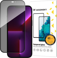 Xham mbrojtës privatësie Wozinsky për iPhone 15, filtër Anti Spy, kornizë e zezë