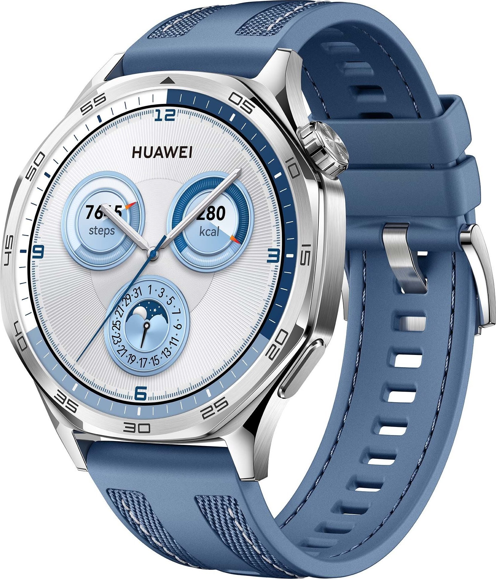Ora e mençur Huawei Watch GT 5, 46mm, rrip tekstili, argjendtë e kaltër