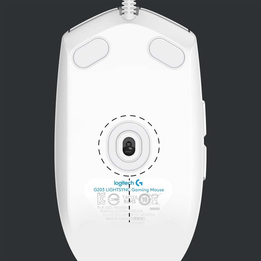 Maus gaming Logitech G203 LIGHTSYNC, 6 butona, RGB, i bardhë