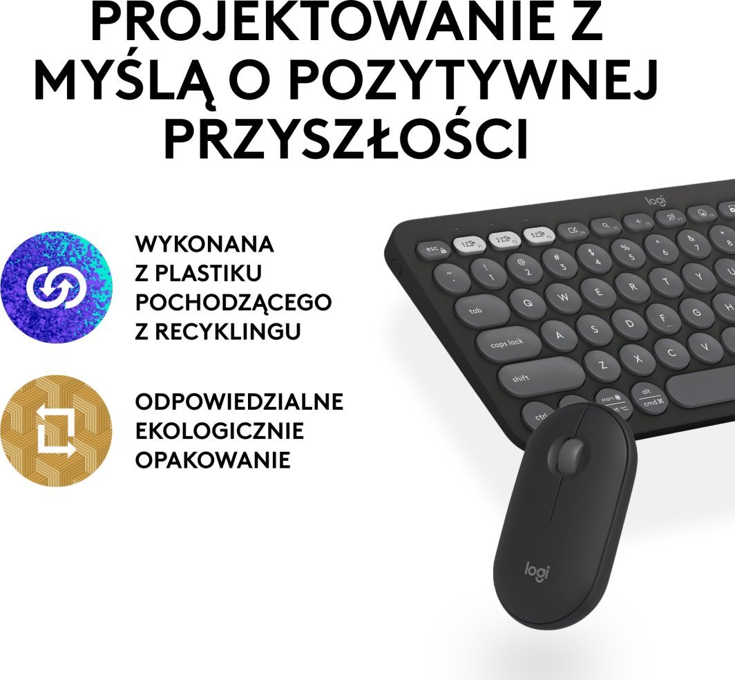 Set tastierë dhe mi Logitech Pebble 2 Combo, pa tela, Bluetooth, bejxhi