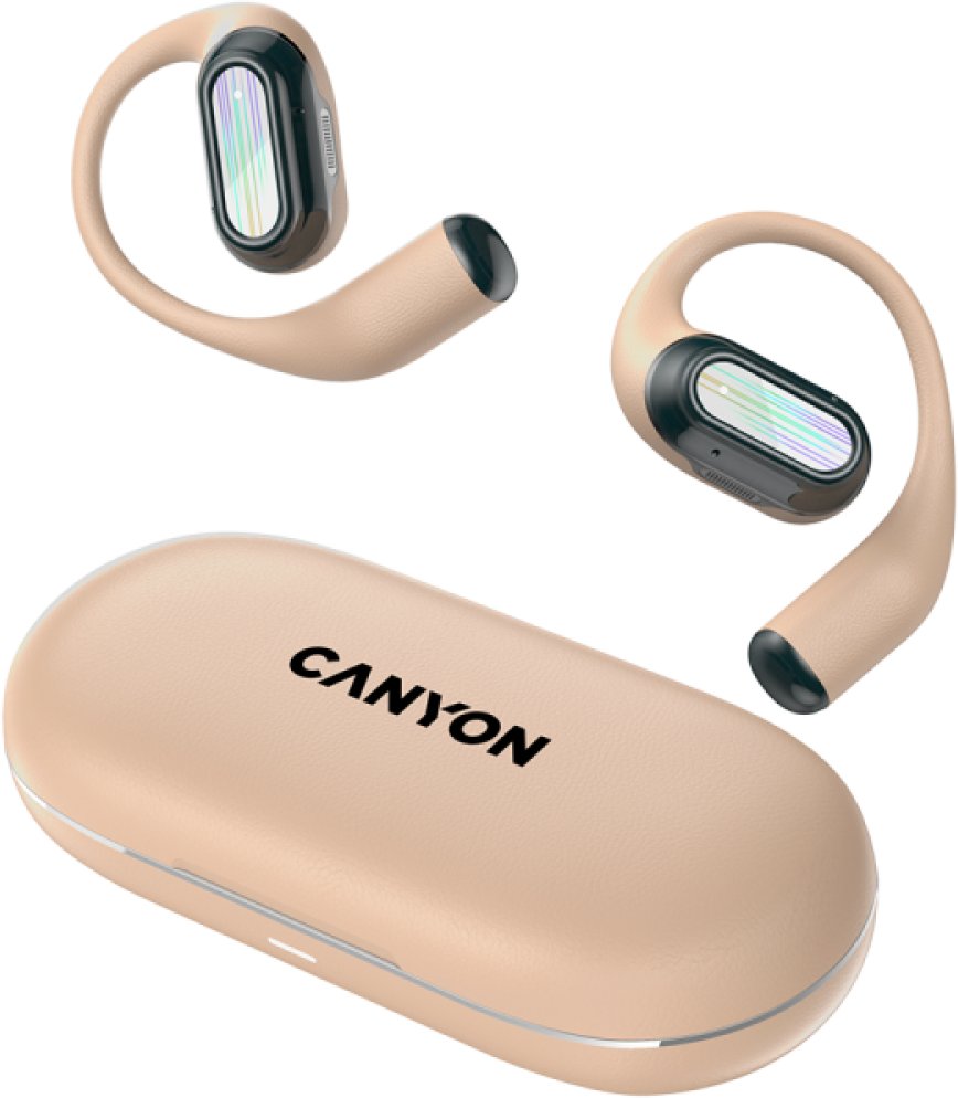 Kufje wireless Canyon OnFlow 12 OWS ENC, Bluetooth 5.4, USB C, beige