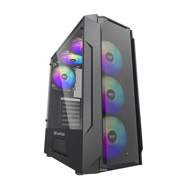 Kutia kompjuterike Darkflash DLM23, Middle Tower ATX mATX ITX, panel xhami i temperuar, e zezë