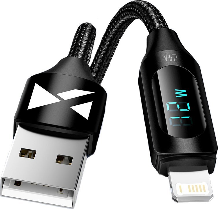 Kabllo USB A Wozinsky WUALC1 në Lightning, 2.4A, 1m, me ekran LED, e zezë