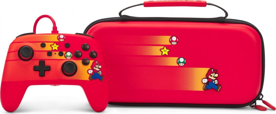 Kontroller PowerA Enhanced Speedster Mario, me kabllo, i kuq