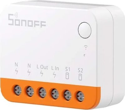 Ndërprerës inteligjent Sonoff MINIR4, Wi-Fi, 100–240V, portokalli e bardhë