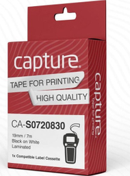 Rrip etiketimi Capture CA-S0720830, 19mm, tekst i zi sfond i bardhë, poliester