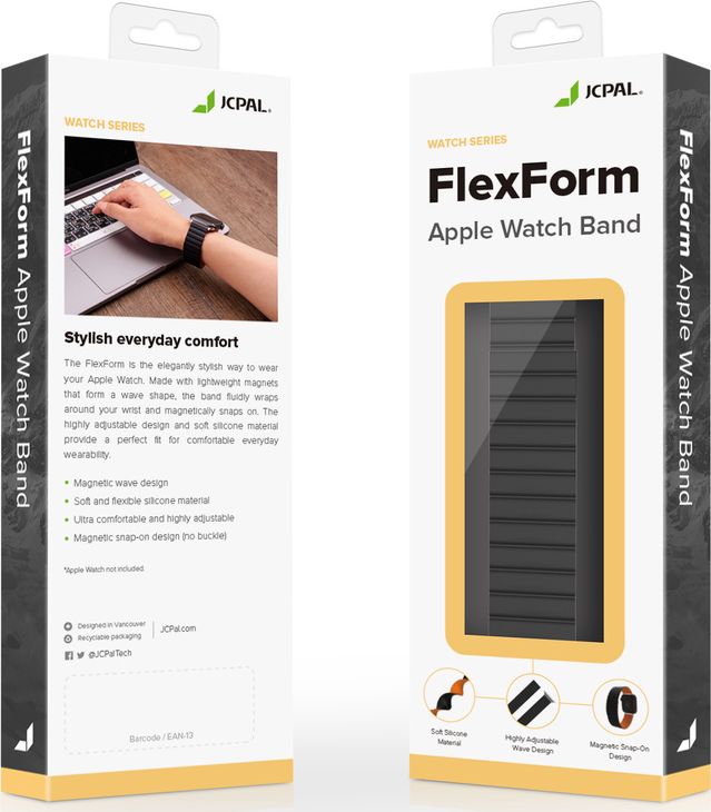 Rrip dore JCPal FlexForm për Apple Watch, 38/40/41mm, silikon, i zi e kuq