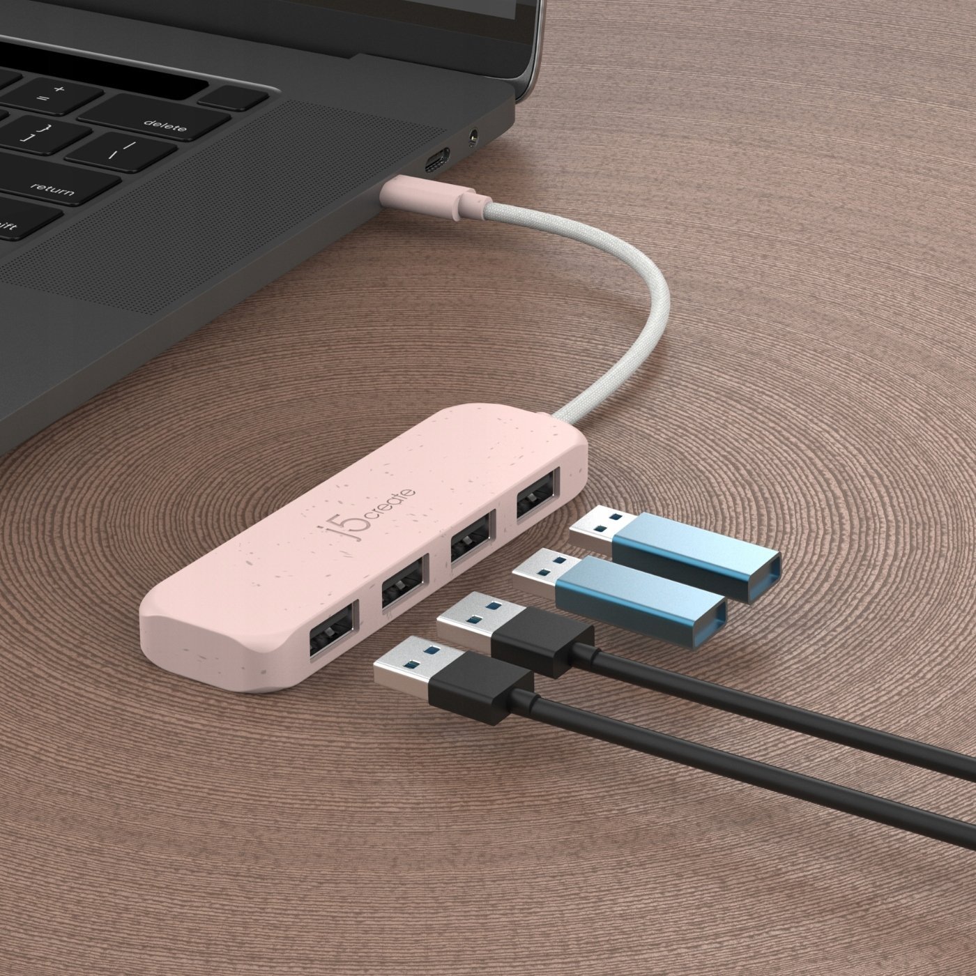 Hub USB C J5create JCH4, 4 porta USB A, 10Gbps, gri