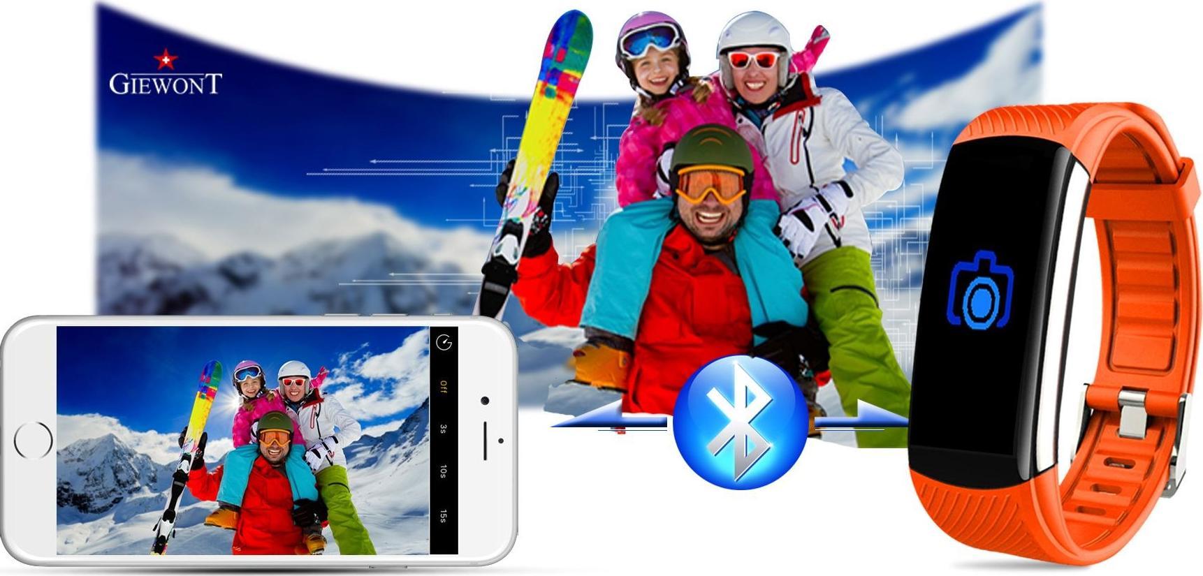 Smartwatch Giewont GW200-9, ekran i madh, dy rripa, i zi dhe portokalli