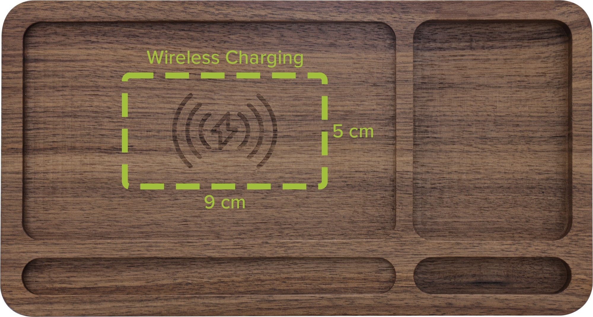 Organizues tavoline InLine WoodCharge, karikues wireless Qi, dru arre, kafe