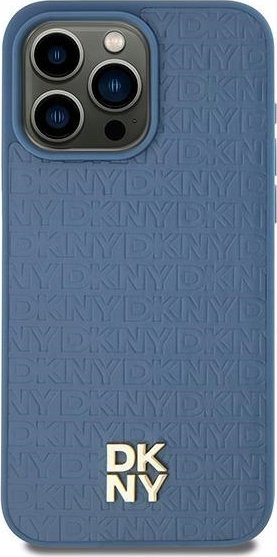 Husë telefoni DKNY DKHMP15SPSHRPSB për iPhone 15 14 13 6.1", hardcase lëkurë eko, MagSafe, blu