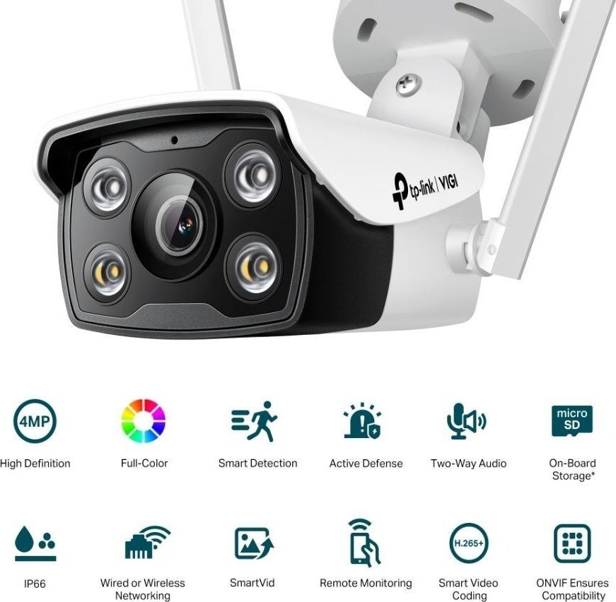 Kамера IP TP-Link VIGI C340-W, 4MP, Wi-Fi и етернет, бела
