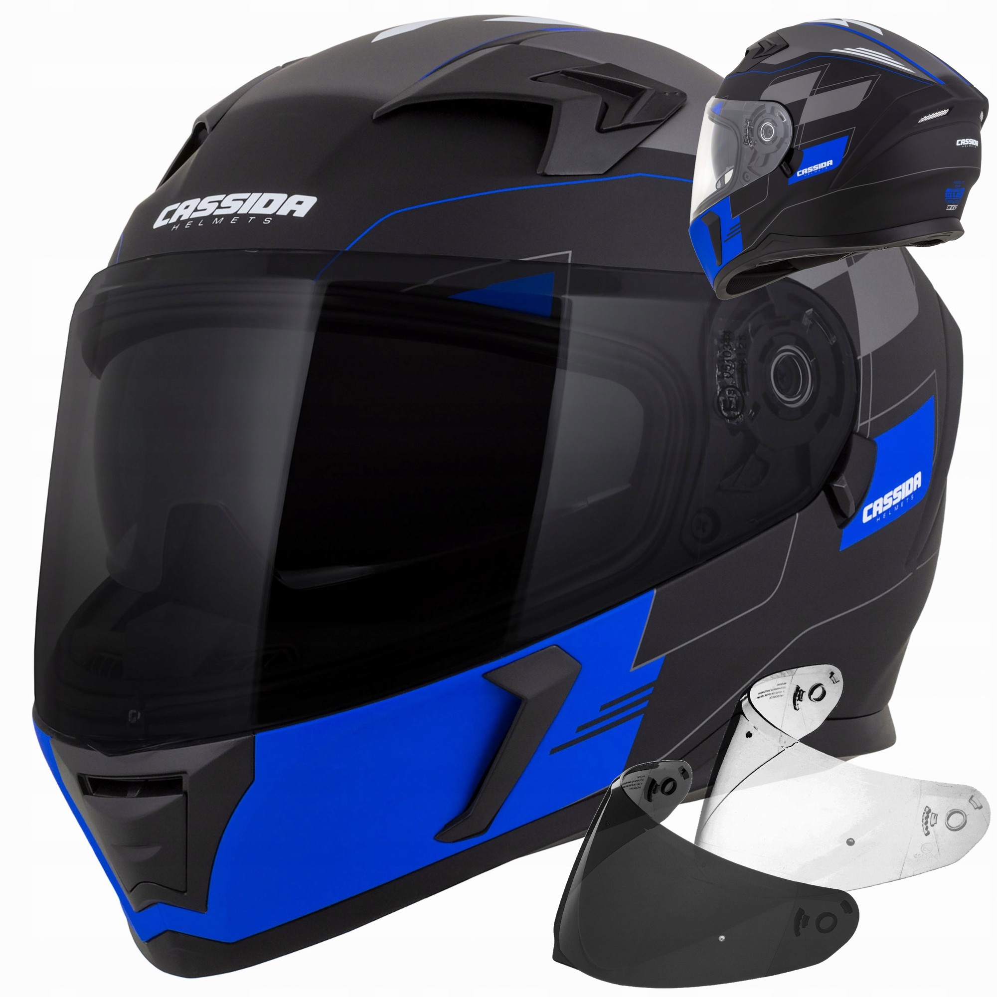 Helmetë moto Cassida 3.0 Rox, vizor i zi, madhësia S, e zezë