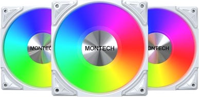 Ventilator kase Montech Metal Pro 12 ARGB PWM, set 3x120mm, me fan hub, i bardhë