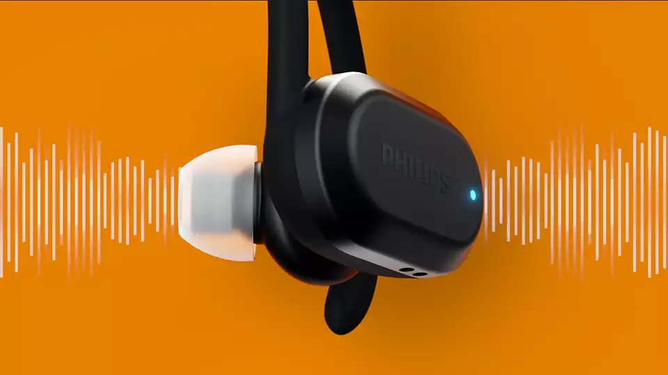 Dëgjuese Buds Philips TAA7306BK/00, wireless sport IPX5 Mic, të zeza