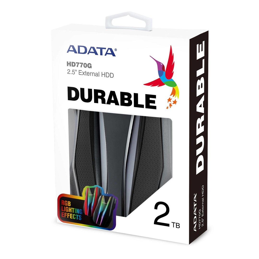 Hard disk i jashtëm ADATA HD770G, 2TB, USB 3.2, i zi