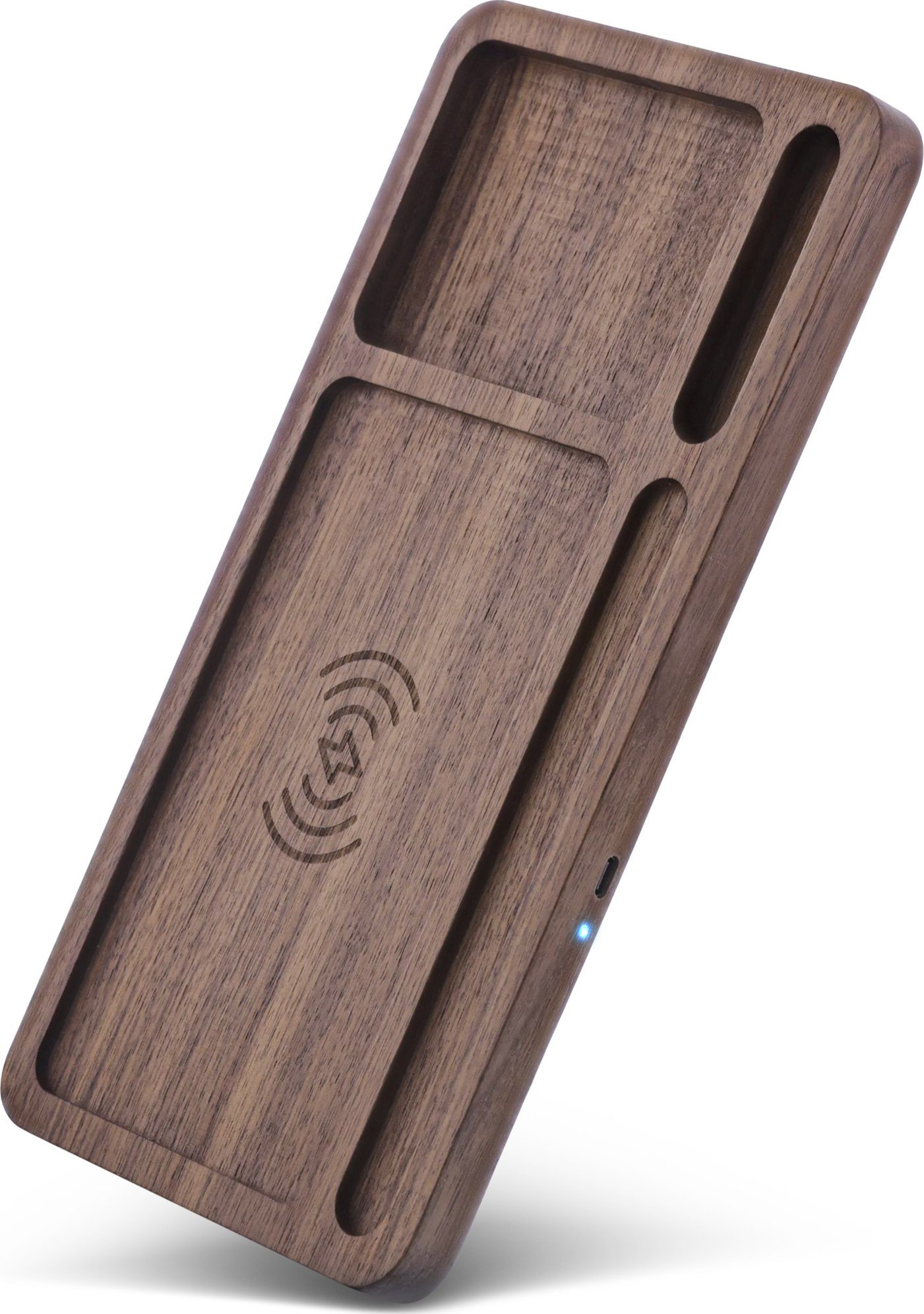 Organizues tavoline InLine WoodCharge, karikues wireless Qi, dru arre, kafe