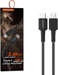 Kabllo karikues Somostel SMS-BW06, USB-C në Lightning, 1m, 3.6A, i zi