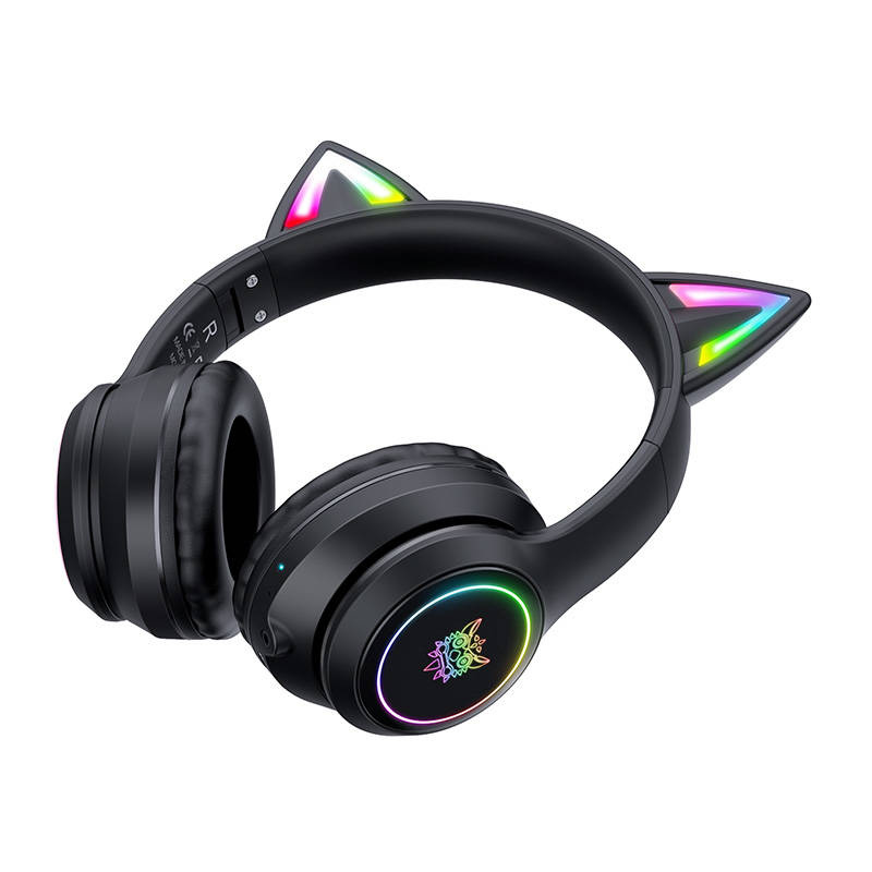 Kufje gaming ONIKUMA B19, Bluetooth, LED RGB, me veshë mace, të zeza